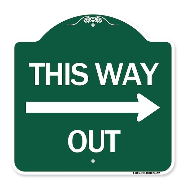 Signmission Designer Series This Way Out Right Arrow, Green & White Aluminum Sign, 18" x 18", GW-1818-24512 A-DES-GW-1818-24512 - main